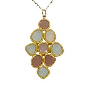 Gold Vermeil Sterling silver chalcedony & Rose Quartz pendant - GM947